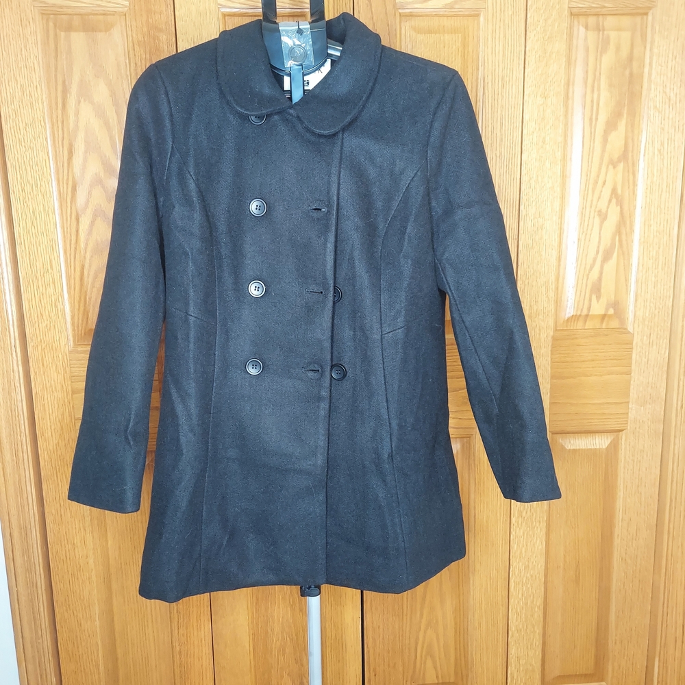 Allegra K Women's Black Double-Breasted  Coat
